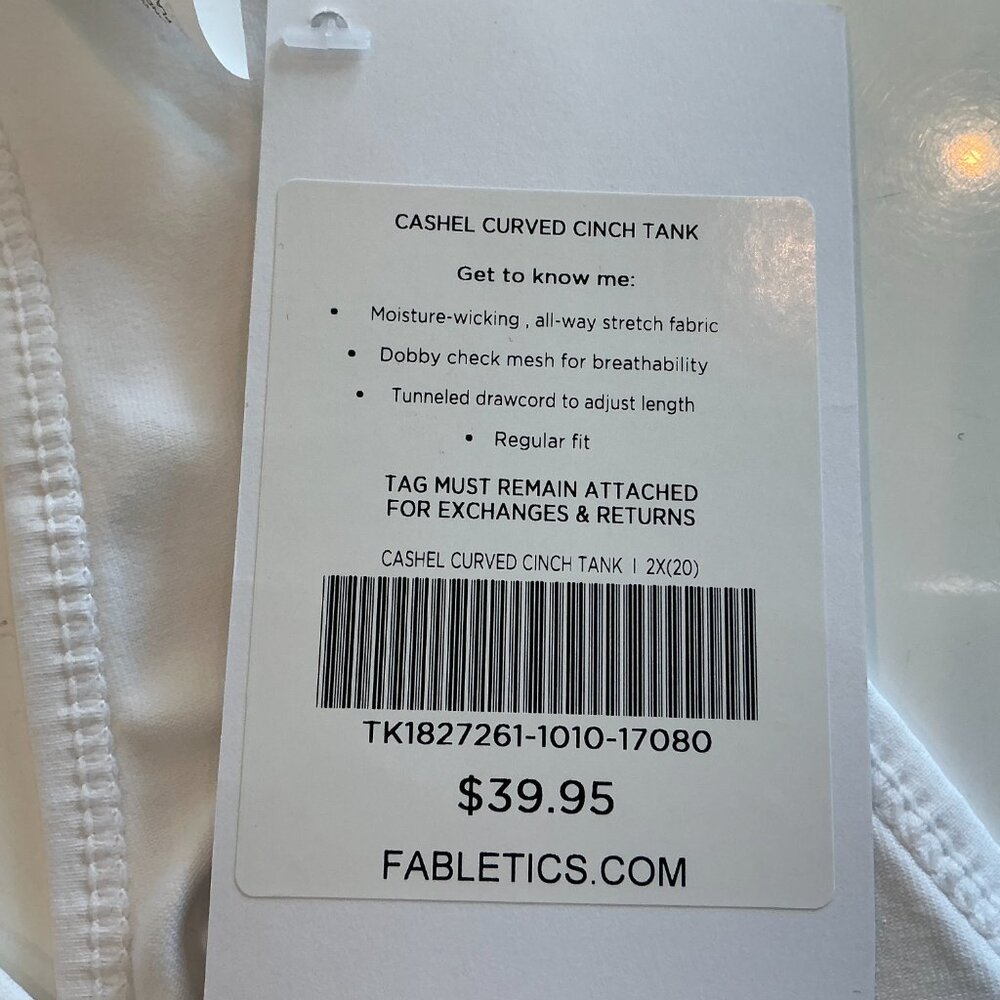 Fabletics, White Racerback Tank, Size 2X - Picture 4 of 6